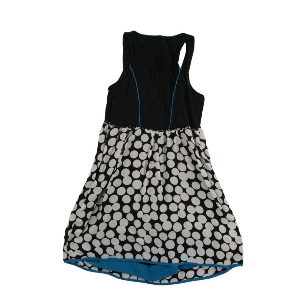 Floreat 100% Silk Dress Women's Size 0 Black White Polka Dot Racerback Vintage - Picture 3 of 6